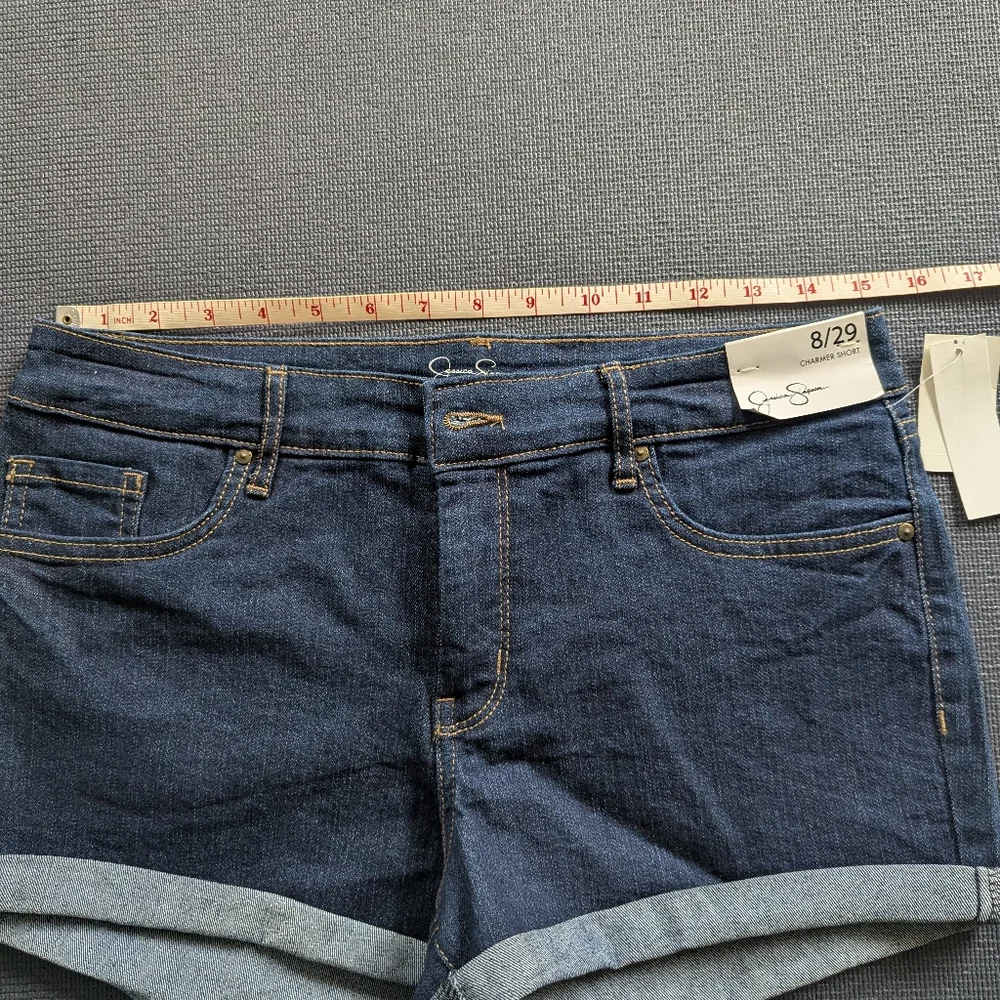 Jessica Simpson Dark Blue Rolled-Hem Denim Charmer Shorts Size 8/29 - Picture 4 of 6